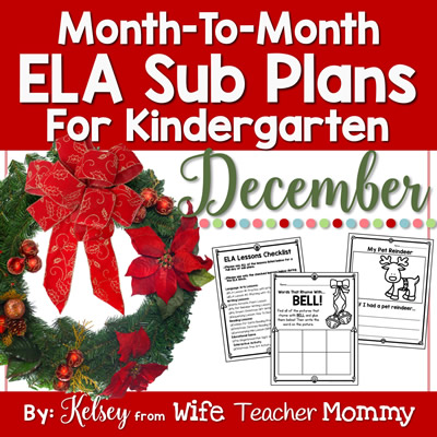 DecemberELASubPlansforKindergarten