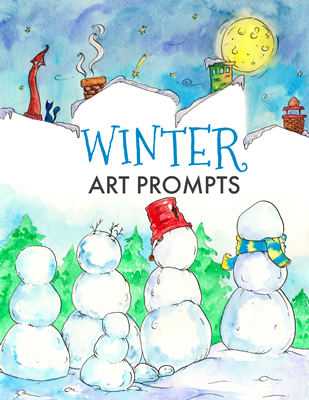 WinterArtPromptsBook12PrintablePicturestoFinish