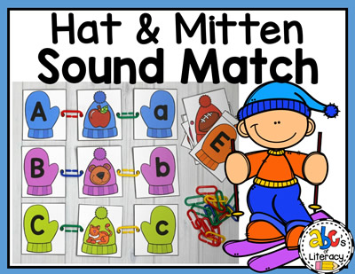 WinterHatMittenBeginningSoundsMatch