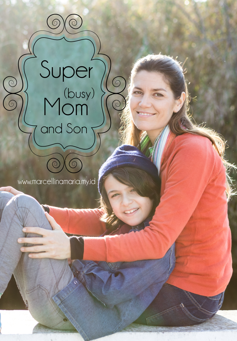 A moment of super busy mom and son